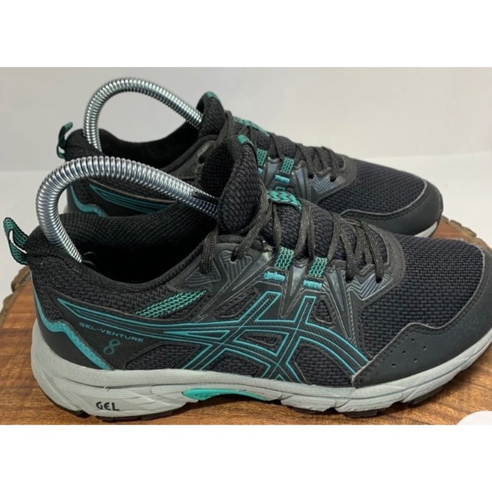 ASICS Gel-Venture 8 Trail Running Shoes Black Teal 1012B230 Womens 8